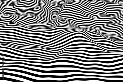 Elegant minimalist striped wave texture. Stylish abstract mono-color curve lines background. Fashion black and white smooth surface