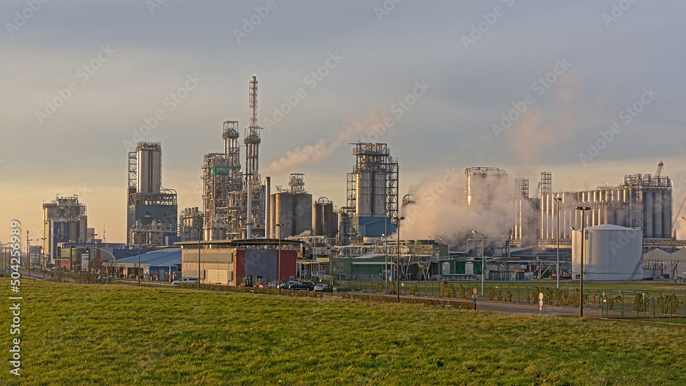 Petrochemy industry on the embankment of river Scheldt in Antwerpen