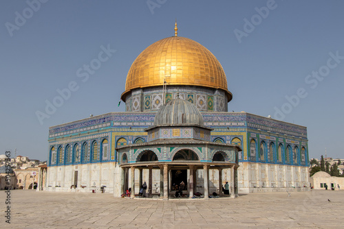 The Golden Dome of the Rock. Qubbat al-Sakhra. Islamic building located on the Temple Mount in the Old City of Jerusalem - Israel