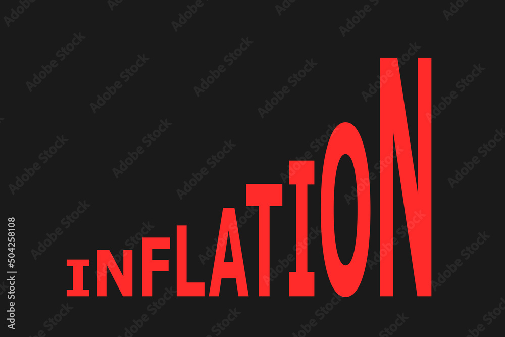 Inflation letters are expanding, growing and rising. Metaphor of rise