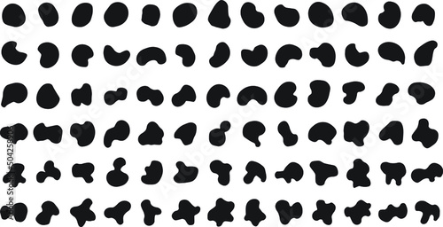 Organic blob shape with irregular form abstract vector illustration. Random oval pebble, asymmetric stone, round amoeba blot. Set of simple graphic geometric stained