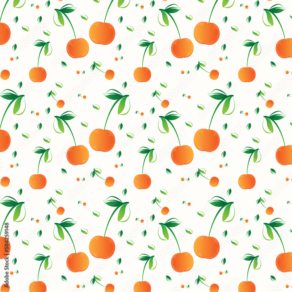 Obraz premium sweet cherry, vector, seamless pattern