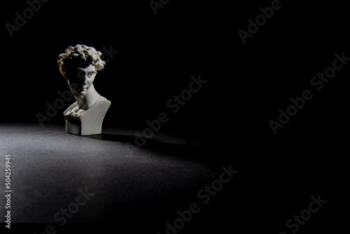 busto estatua de grecia en marmol claro oscuro para museo cesar roma