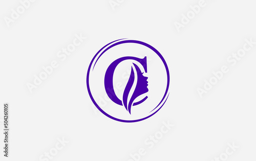 Purple beauty spa and hair logo and symbol design vector with the letter and alphabet C