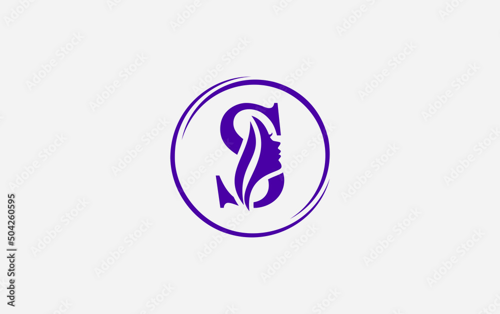 Purple beauty spa and hair logo and symbol design vector with the letter and alphabet S Purple beauty spa and hair logo and symbol design vector with the letter and alphabet S