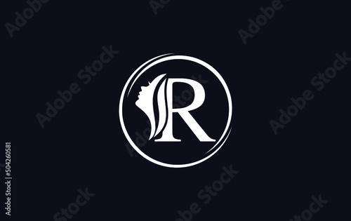 Purple beauty spa and hair logo and symbol design vector with the letter and alphabet R photo