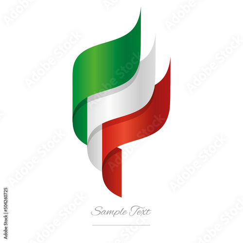 Italy abstract 3D wavy flag green white red modern Italian ribbon torch flame strip logo icon vector