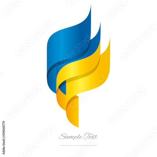 Ukraine abstract 3D wavy flag blue yellow modern Ukrainian ribbon torch flame strip logo icon vector