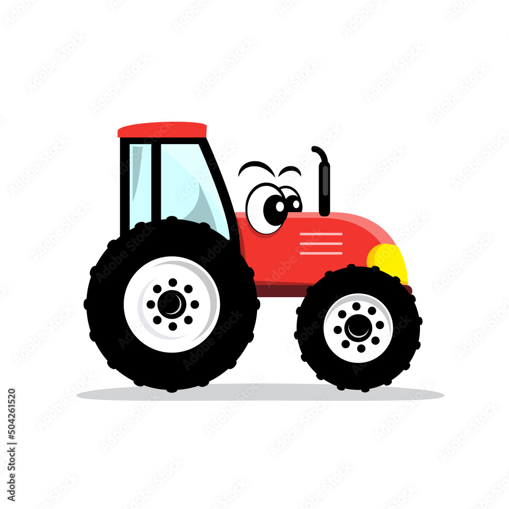Tractor with eyes isolated on white background - vector Tractor with eyes isolated on white background - vector