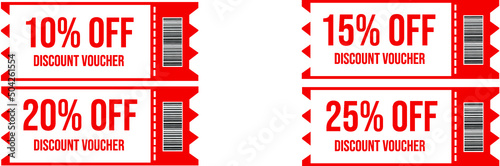 
10% 15% 20% 25%discount coupon, promotional voucher and coupon template. Premium special price offers sale coupon or best retail price promotional vouchers. isolated vector icons