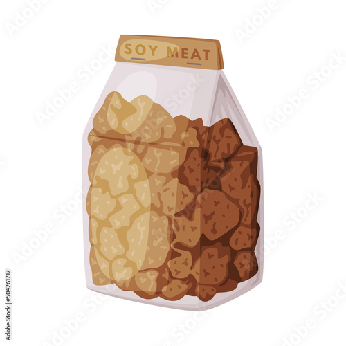 Soy Meat Package as Natural and Organic Product from Soybean Plant Vector Illustration