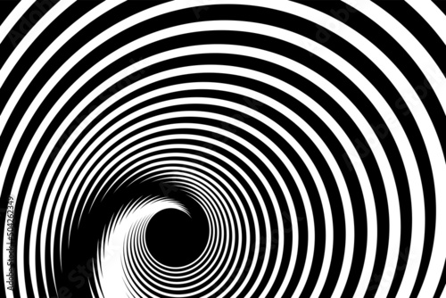 Vortex whirl motion. Abstract textured black and white background.