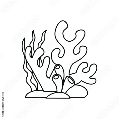 coral reef line icon vector