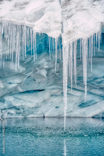 Melting of stalactites in Pastoruri glacier cave photo