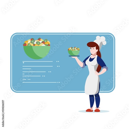 girl cooked fruit salad