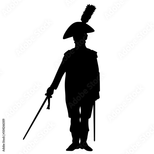 A soldier of Napoleon's army. A grenadier with a gun marches to the attack