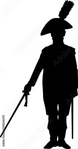 A soldier of Napoleon's army. A grenadier with a gun marches to the attack