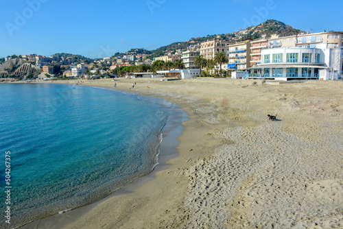 The Saraceni in Varigotti is one of the most beautiful and longest beaches of the western Ligurian Riviera, Savona, Italy. © zoroastofelix