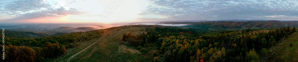 Fototapeta premium Colorful view of twilight sunrise evening sunset evening sky and beautiful clouds
