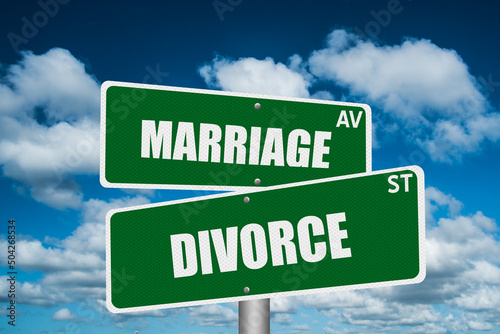 Marriage vs Divorce street sign.