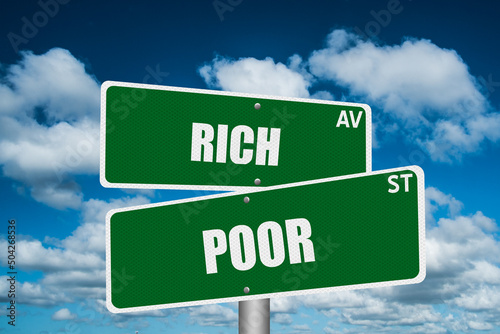 Rich vs Poor street sign.