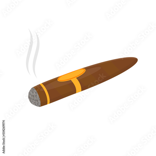 Colorful cartoon lighted cigar. Wild west themed vector illustration .vector