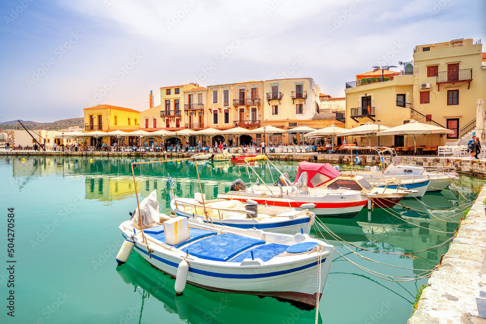 Obraz na płótnie Venezianischer Hafen, Rethymno, Kreta, Griechenland  w salonie