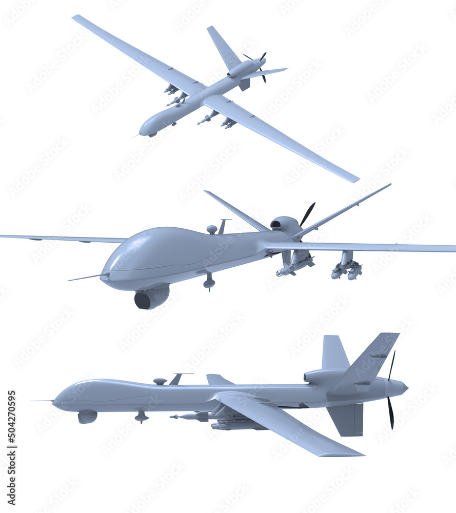 Air Force General Atomics Drone on White Background Air Force General Atomics Drone on White Background