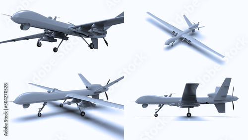 Air Force General Atomics Drone on White Background