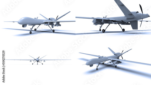 Fototapeta Naklejka Na Ścianę i Meble -  Air Force General Atomics Drone on White Background