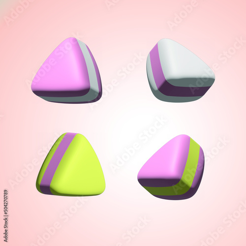Candy marshmallows in different colors in 3d