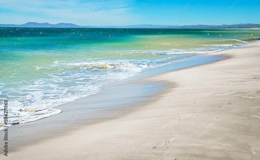 Summer panorama of Empuriabrava beach in Costa Brava, Catalonia, Spain