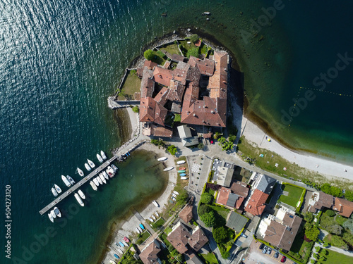 Aerial view of Lierna, a village on Lake Como