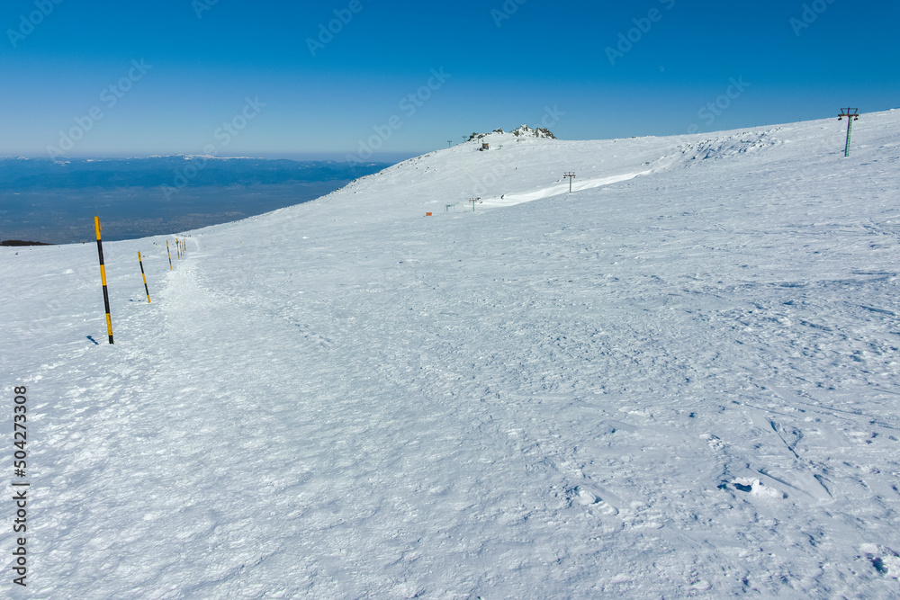 Winter view of Vitosha Mountain near Cherni Vrah peak, Bulgaria