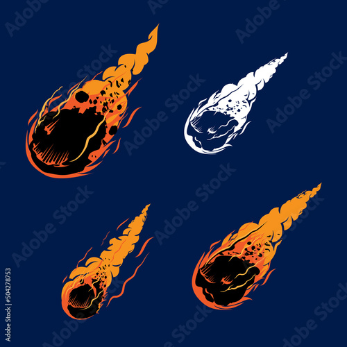 Meteorite objects illustration can be used for design element or any other purpose.