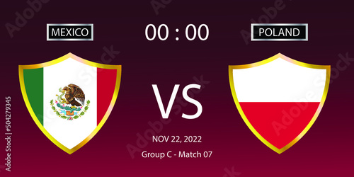Soccer world cup 2022. Mexico vs Poland group stage match 07. Vector illustration. eps 10 photo