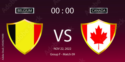 Soccer world cup 2022. Belgium vs Canada group stage match 09. Vector illustration. eps 10