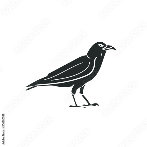 Raven Icon Silhouette Illustration. Crow Vector Graphic Pictogram Symbol Clip Art. Doodle Sketch Black Sign.