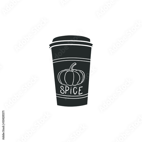 Spice Pumpkin Icon Silhouette Illustration. Thanksgiving Vector Graphic Pictogram Symbol Clip Art. Doodle Sketch Black Sign.