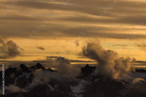 Sunset over Twin Sisters, North Cascades, Washington from Mount Baker National Recreation Area