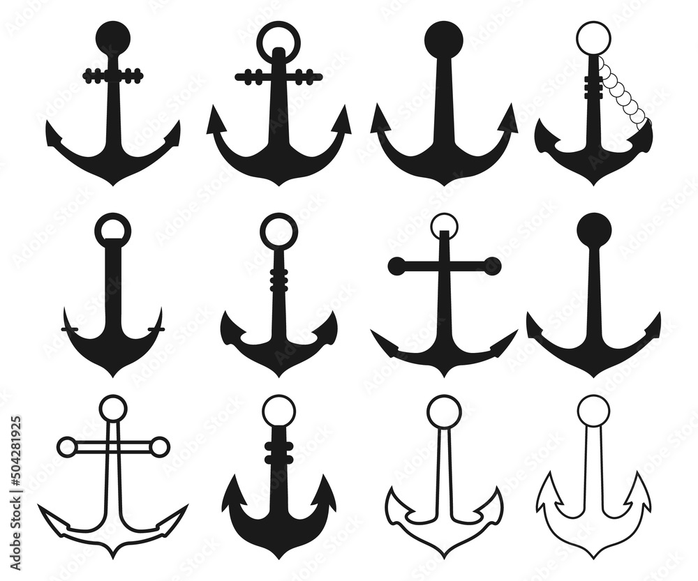 Anchor SVG, Anchor Vector, Silhouette Stock Vector | Adobe Stock