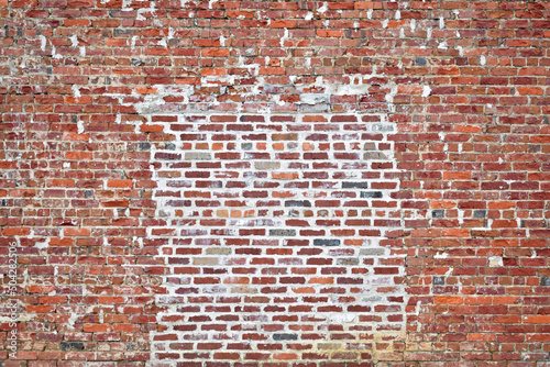 Vintage Red Brick Wall Patched 