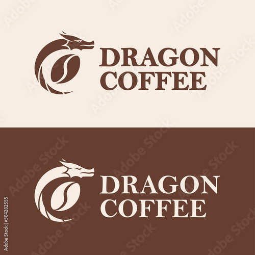 elegant dragon coffee logo concept