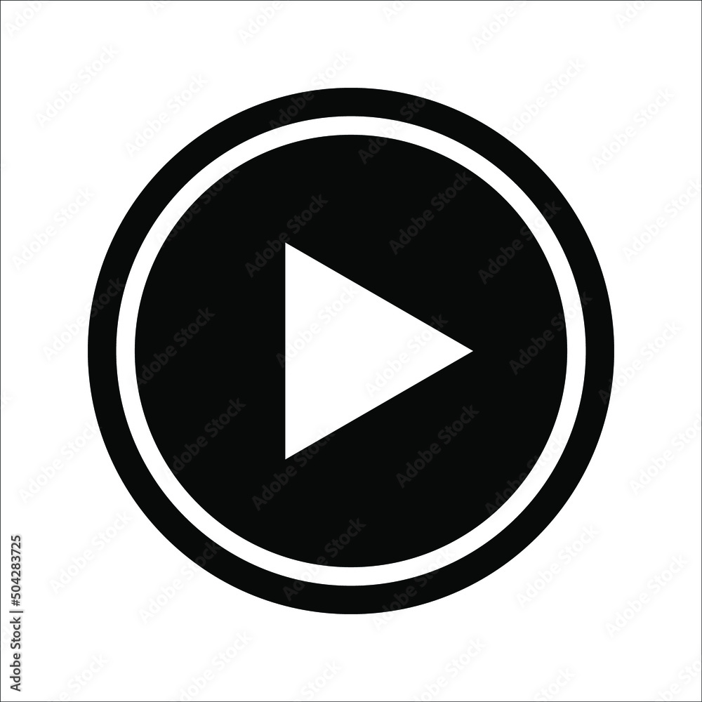 black and white play button vector icon, on a white background, eps 10. black and white play button vector icon, on a white background, eps 10.