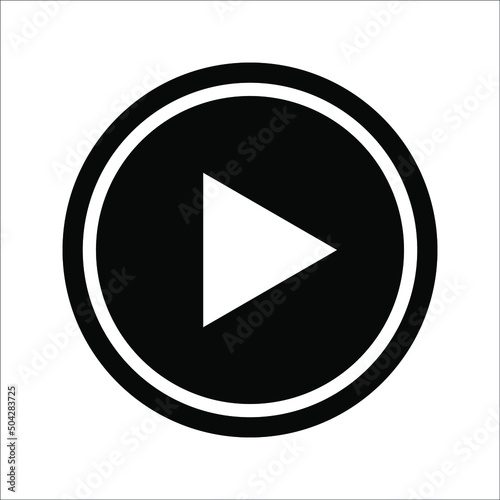 Free Download black and white play button vector icon, on a white background, eps 10. - GFXLoad