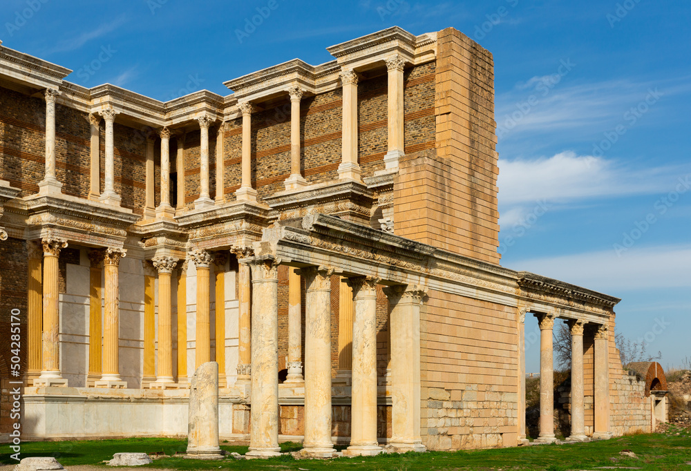 Sardis ancient city. Historic ancient city building. Historical buildings of the Capital of Lydia.