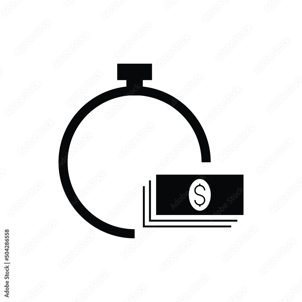 Dollar sign with a clock icon design isolated on white background Dollar sign with a clock icon design isolated on white background