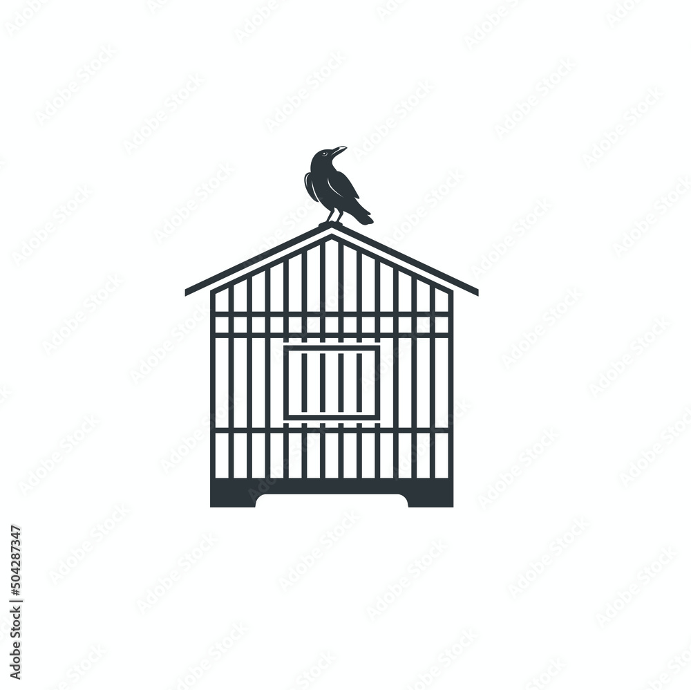 illustration of bird cage, vector art.