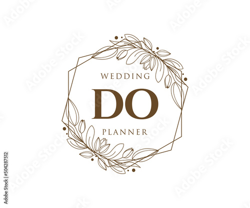 DO Initials letter Wedding monogram logos collection, hand drawn modern minimalistic and floral templates for Invitation cards, Save the Date, elegant identity for restaurant, boutique, cafe in vector