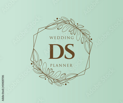 DS Initials letter Wedding monogram logos collection, hand drawn modern minimalistic and floral templates for Invitation cards, Save the Date, elegant identity for restaurant, boutique, cafe in vector
